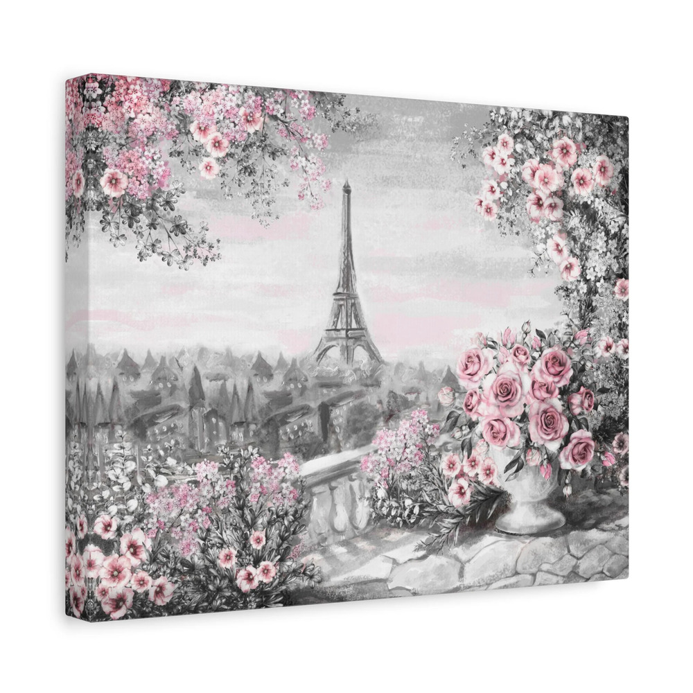 Paris Pink Rose France Canvas Artwork High-Quality Breathtaking French City for